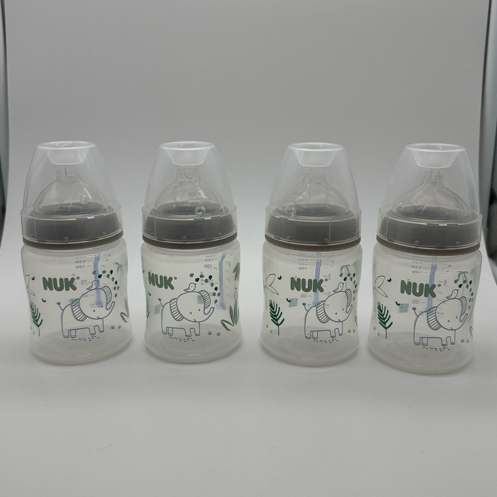 NUK Smooth Flow Anti Colic Baby Bottles Pack of 4, 5OZ each - Elephants